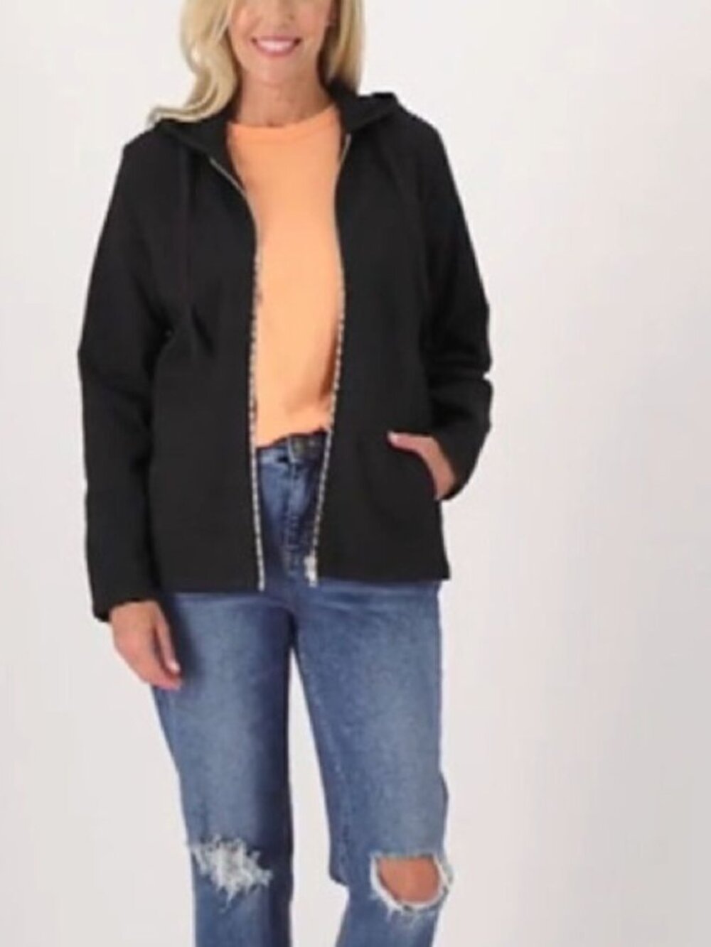 Denim & Co. Comfy Knit Zip-Up Long-Sleeve Hoodie